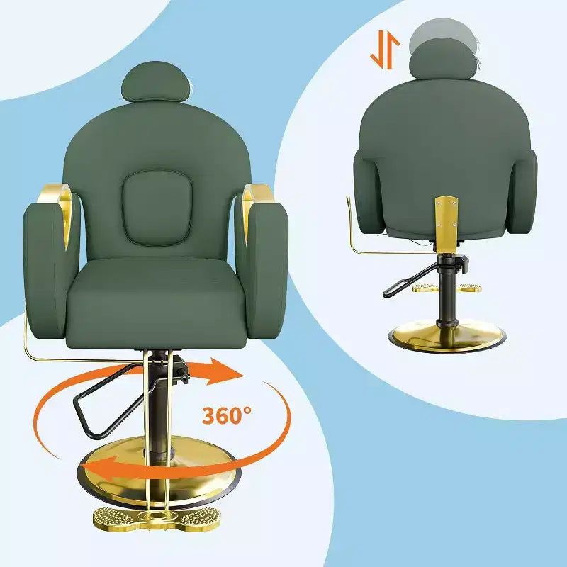 Acekool Reclining Salon Chair Hydraulic Barber Chair 360 Swivel Height Adjustable with Footrest