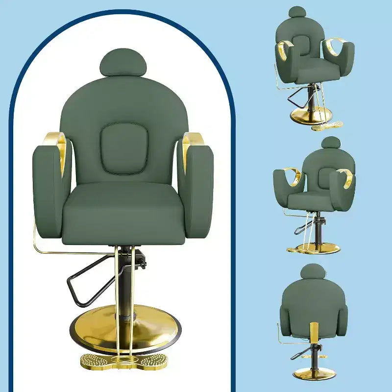 Acekool Reclining Salon Chair Hydraulic Barber Chair 360 Swivel Height Adjustable with Footrest
