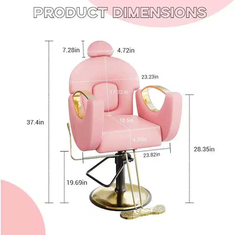 Acekool Reclining Salon Chair Hydraulic Barber Chair 360 Swivel Height Adjustable with Footrest