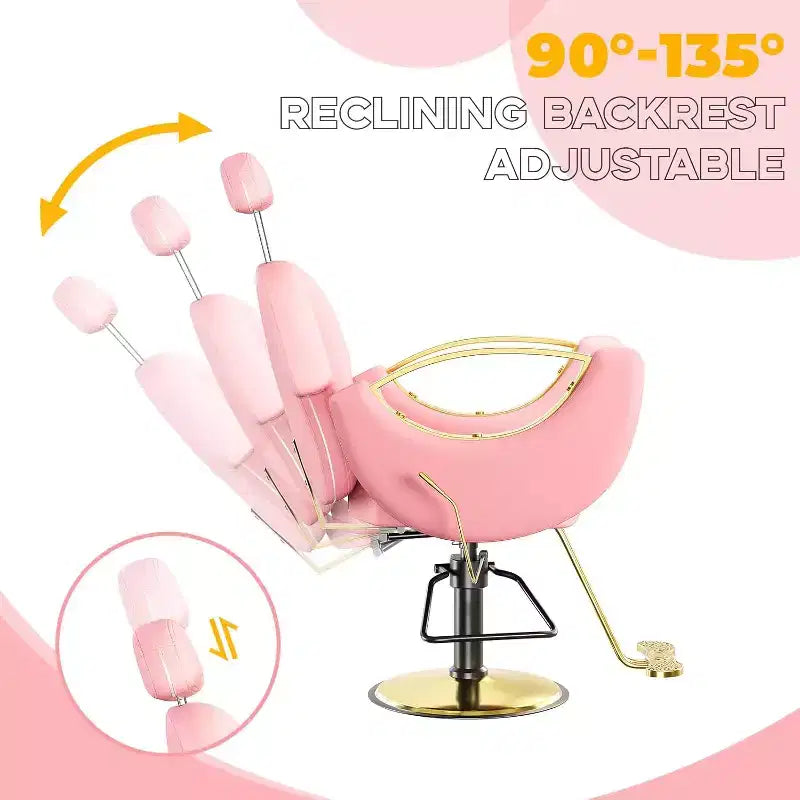 Acekool Reclining Salon Chair Hydraulic Barber Chair 360 Swivel Height Adjustable with Footrest