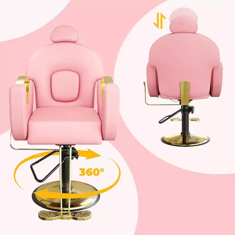 Acekool Reclining Salon Chair Hydraulic Barber Chair 360 Swivel Height Adjustable with Footrest