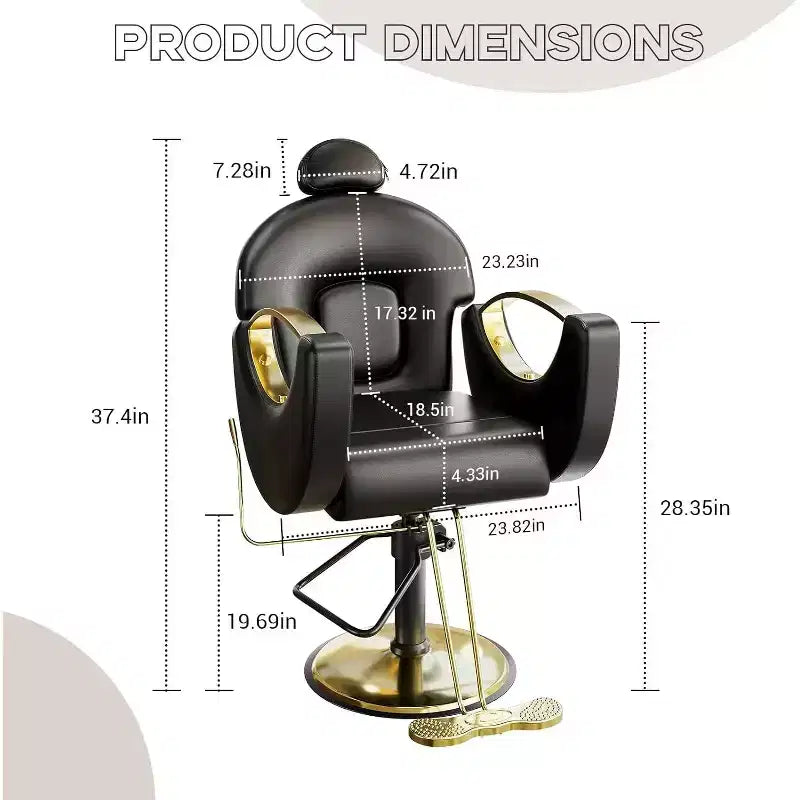 Acekool Reclining Salon Chair Hydraulic Barber Chair 360 Swivel Height Adjustable with Footrest