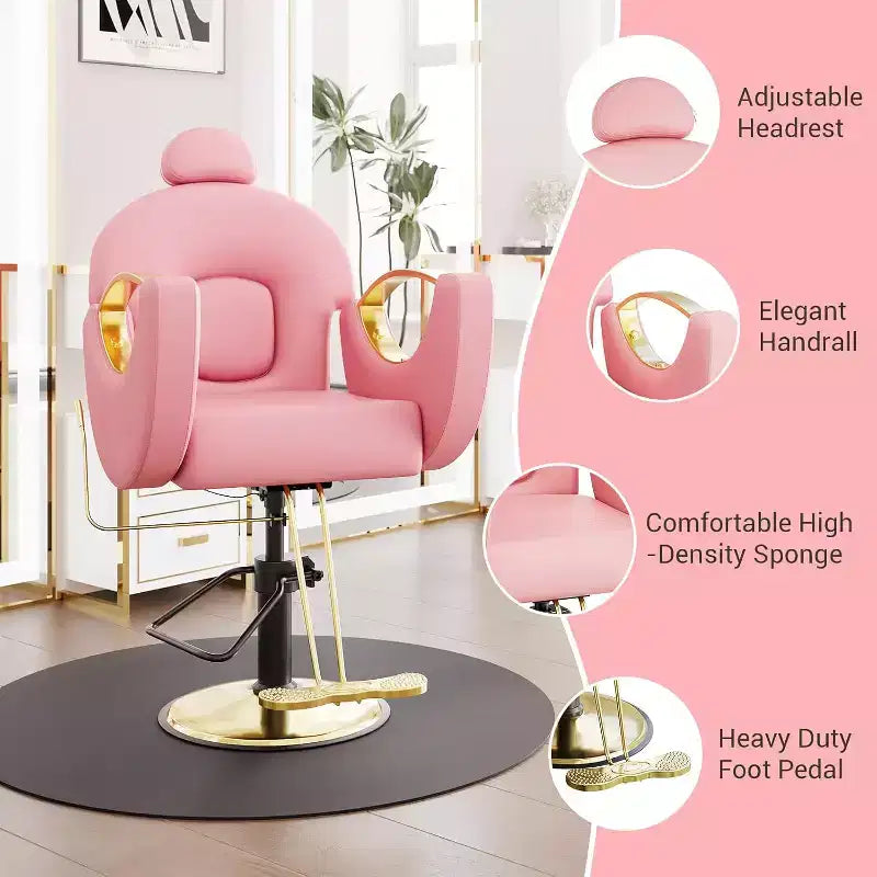 Acekool Reclining Salon Chair Hydraulic Barber Chair 360 Swivel Height Adjustable with Footrest