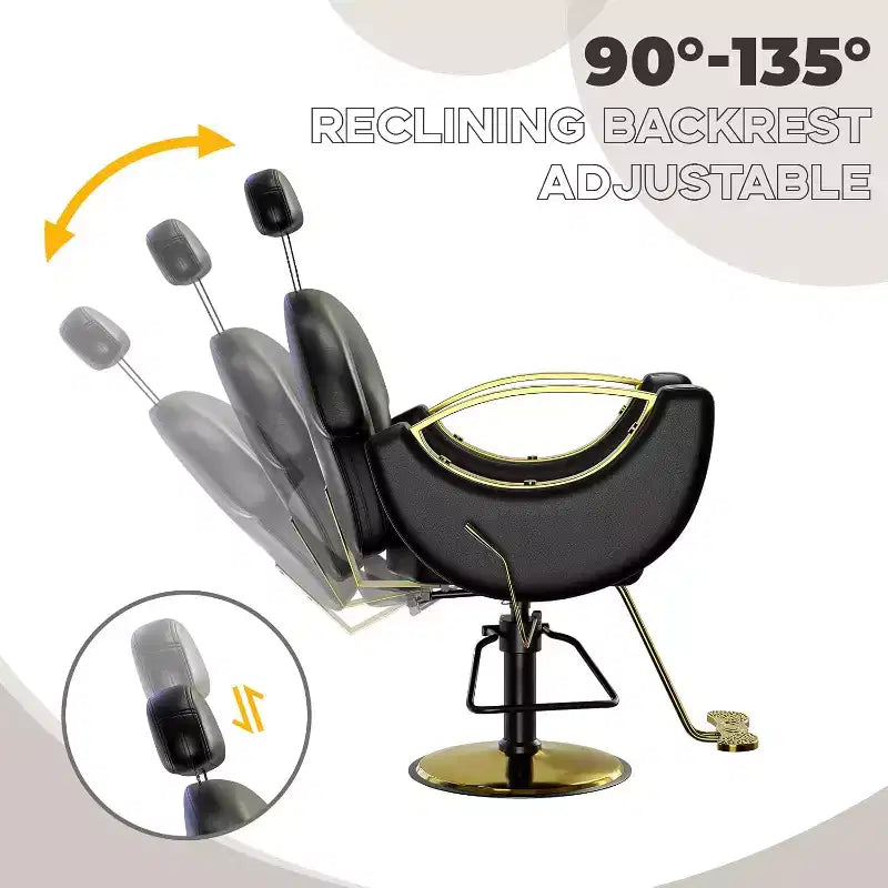 Acekool Reclining Salon Chair Hydraulic Barber Chair 360 Swivel Height Adjustable with Footrest