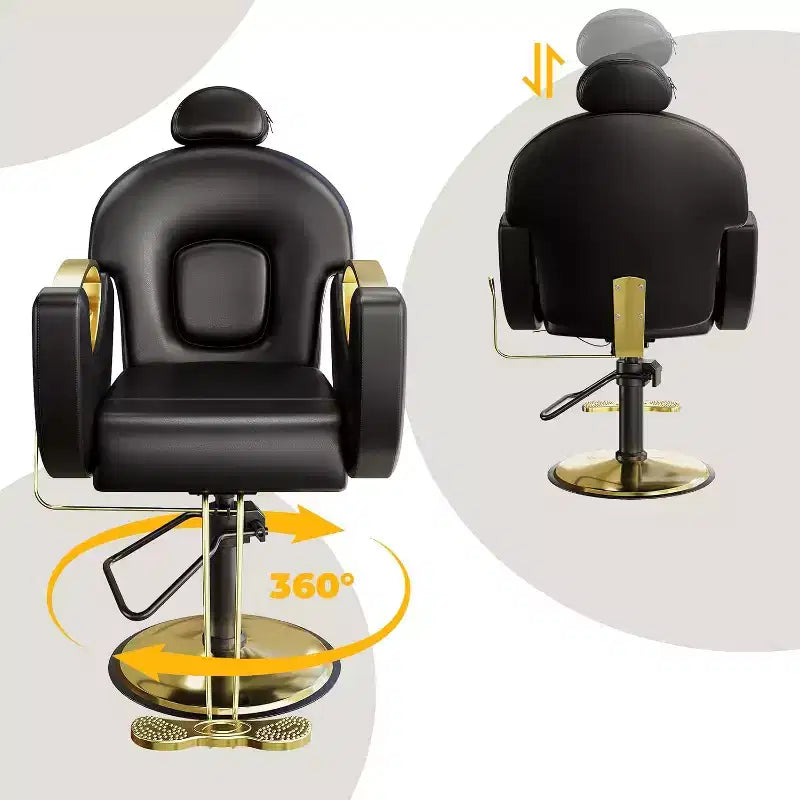 Acekool Reclining Salon Chair Hydraulic Barber Chair 360 Swivel Height Adjustable with Footrest