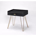 HomeRoots 24 Gold And Black End Table With Drawer