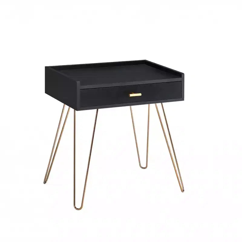 HomeRoots 24 Gold And Black End Table With Drawer
