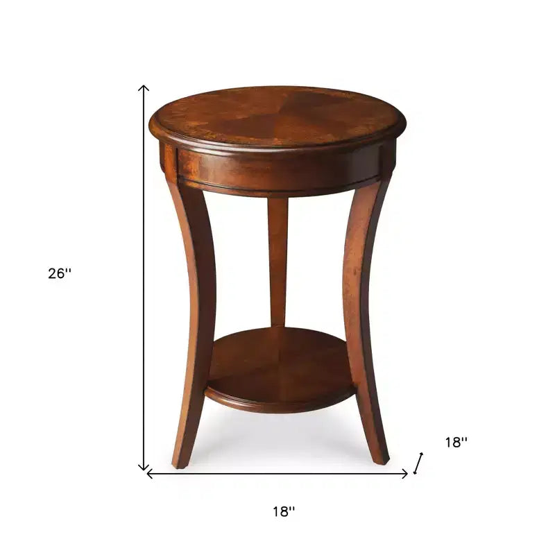 HomeRoots 26 Brown Wood And Wood Round End Table With Shelf