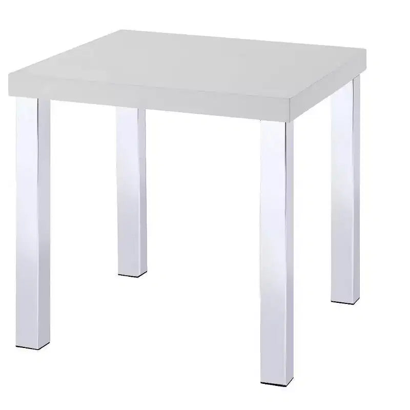 HomeRoots 22 Chrome And White High Gloss Square End Table