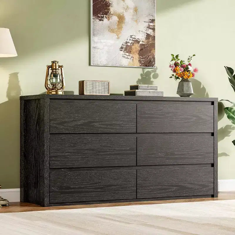 Modern 6 Drawer Dresser,47.2'' Wide Wood Chest of Drawers - Large Storage Cabinet for Living Room, Hallway, Entryway