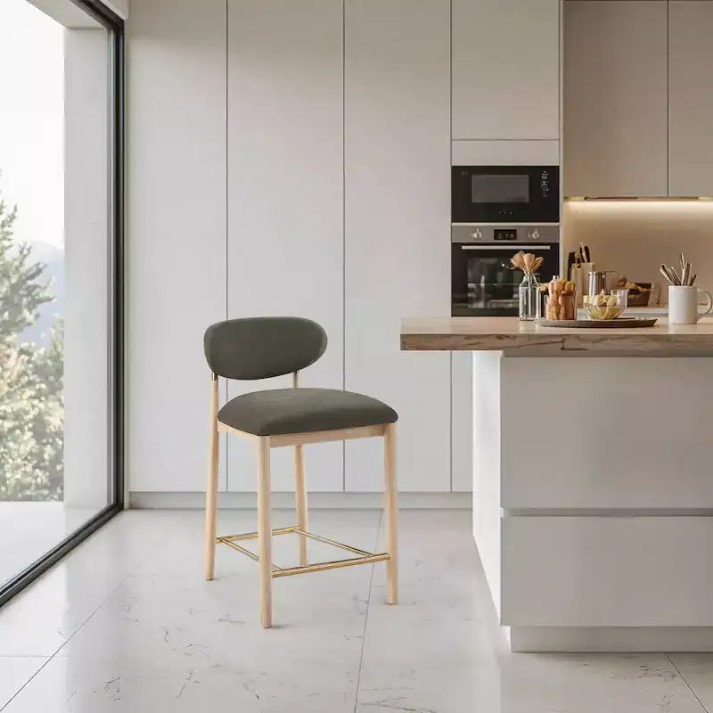 Meridian Furniture Riccio Natural Finish Performance Fabric Counter Stool