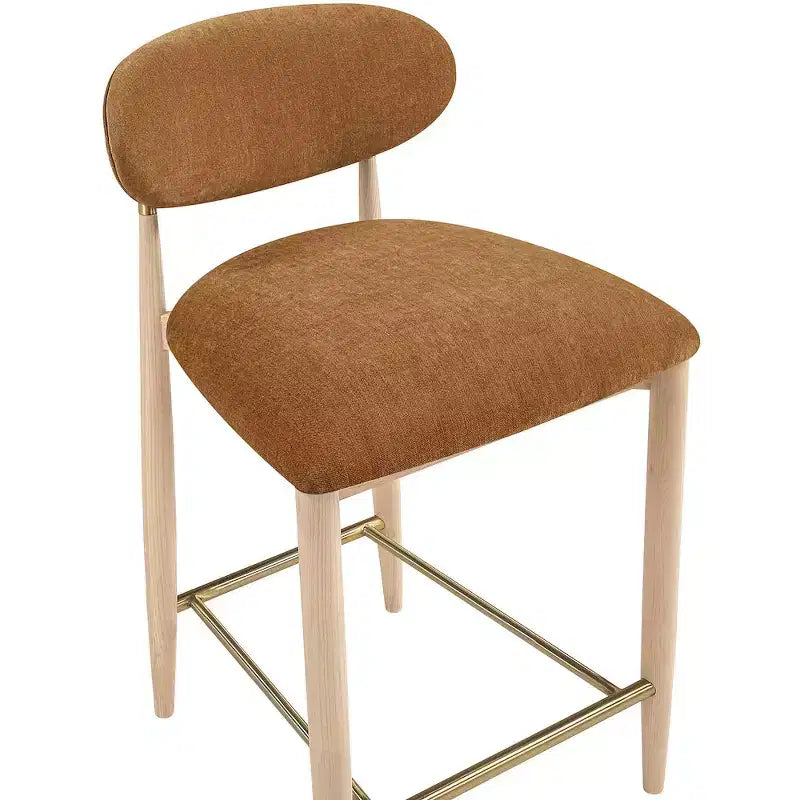 Meridian Furniture Riccio Natural Finish Performance Fabric Counter Stool
