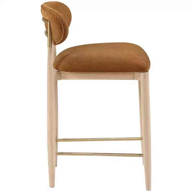 Meridian Furniture Riccio Natural Finish Performance Fabric Counter Stool
