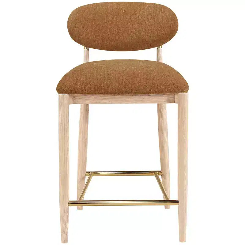 Meridian Furniture Riccio Natural Finish Performance Fabric Counter Stool