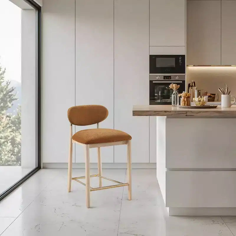 Meridian Furniture Riccio Natural Finish Performance Fabric Counter Stool