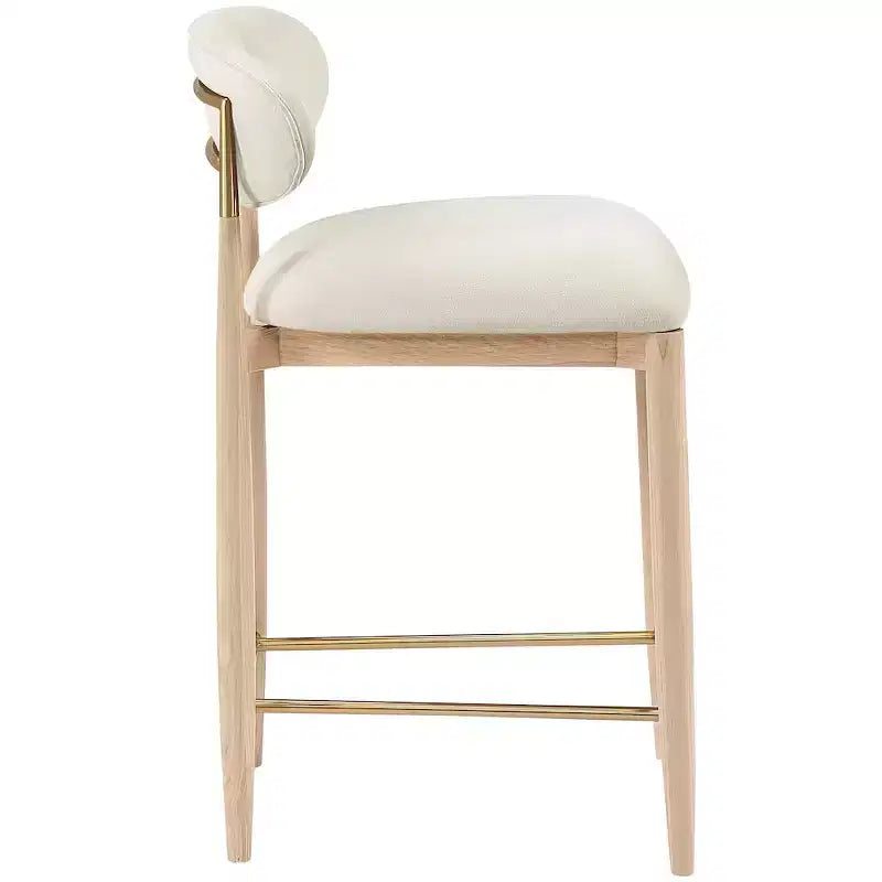 Meridian Furniture Riccio Natural Finish Performance Fabric Counter Stool
