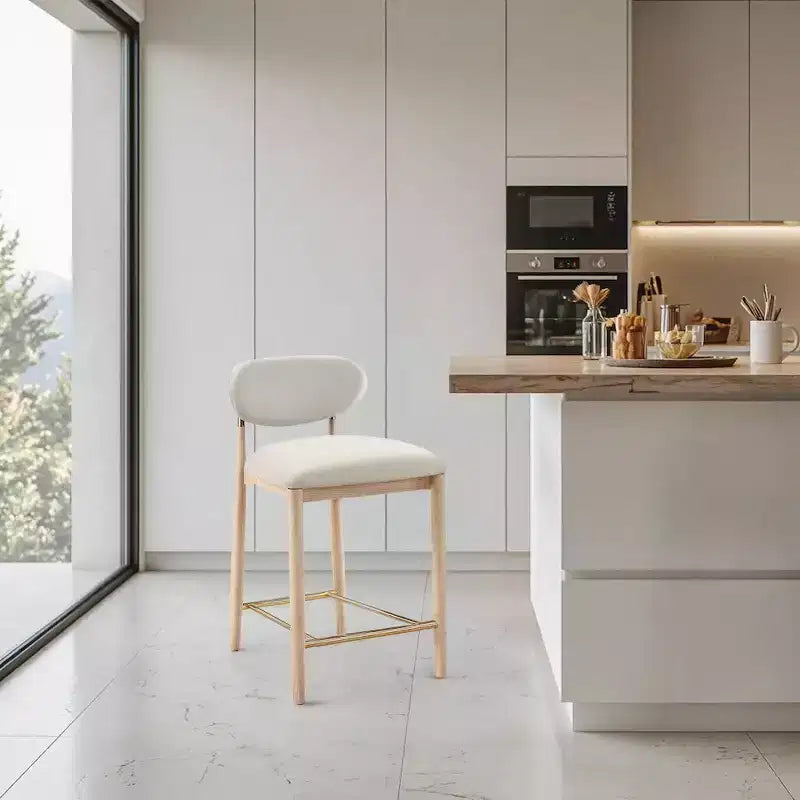 Meridian Furniture Riccio Natural Finish Performance Fabric Counter Stool
