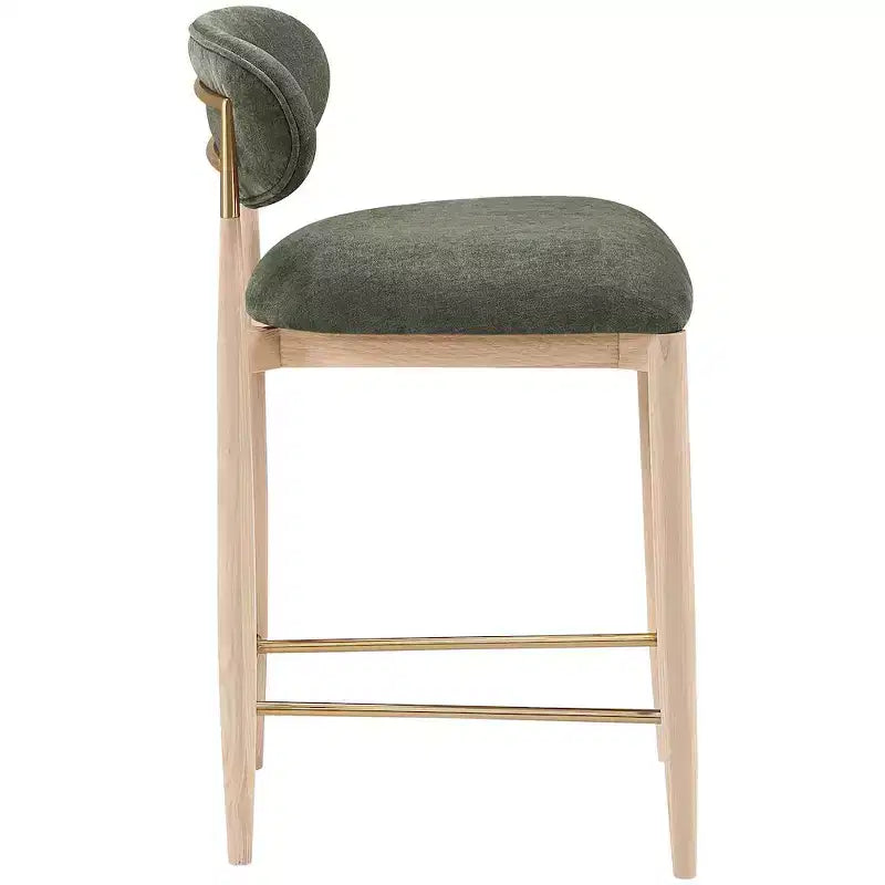 Meridian Furniture Riccio Natural Finish Performance Fabric Counter Stool