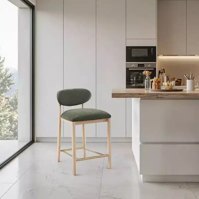 Meridian Furniture Riccio Natural Finish Performance Fabric Counter Stool