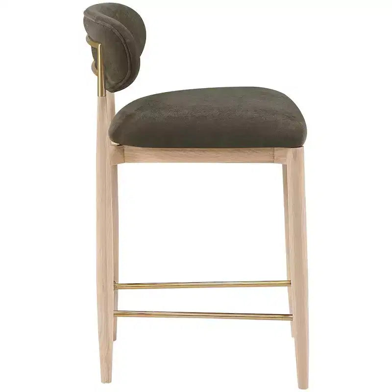Meridian Furniture Riccio Natural Finish Performance Fabric Counter Stool