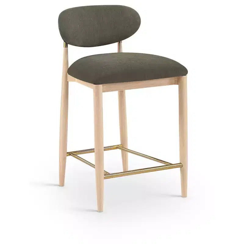 Meridian Furniture Riccio Natural Finish Performance Fabric Counter Stool
