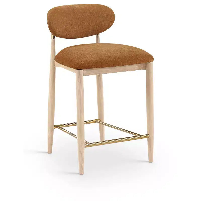 Meridian Furniture Riccio Natural Finish Performance Fabric Counter Stool