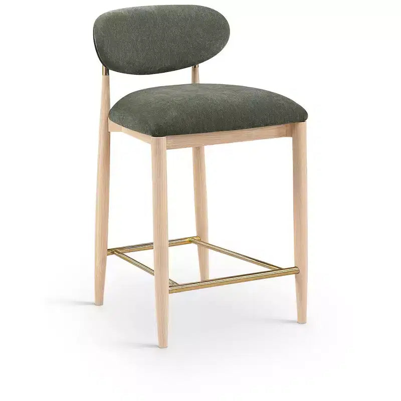 Meridian Furniture Riccio Natural Finish Performance Fabric Counter Stool