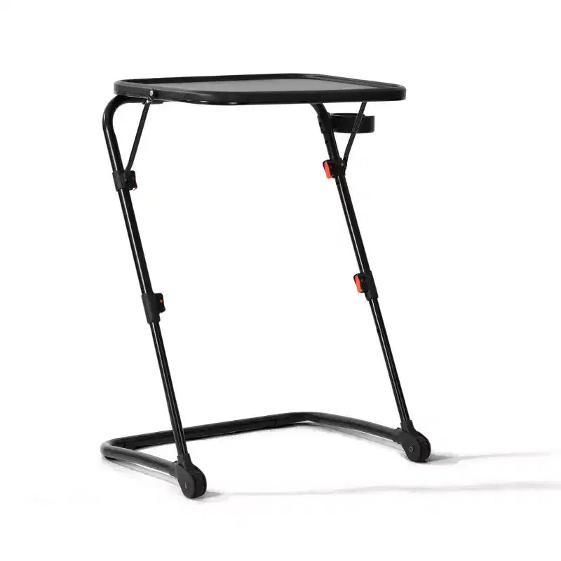 FurnitureR Folding Table and Stool Set, Adjustable Height Tray Table with Tilting Top and Cup Holder, Portable Desk for Bed, Sofa, Study or Outdoor