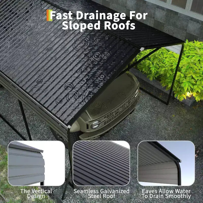 LinTimes 12 x 20 FT Heavy-Duty Steel Carport Shelter All-Weather Reinforced Wind Snow Resistant Vehicle Protection with Anchor Kit Easy Assembly