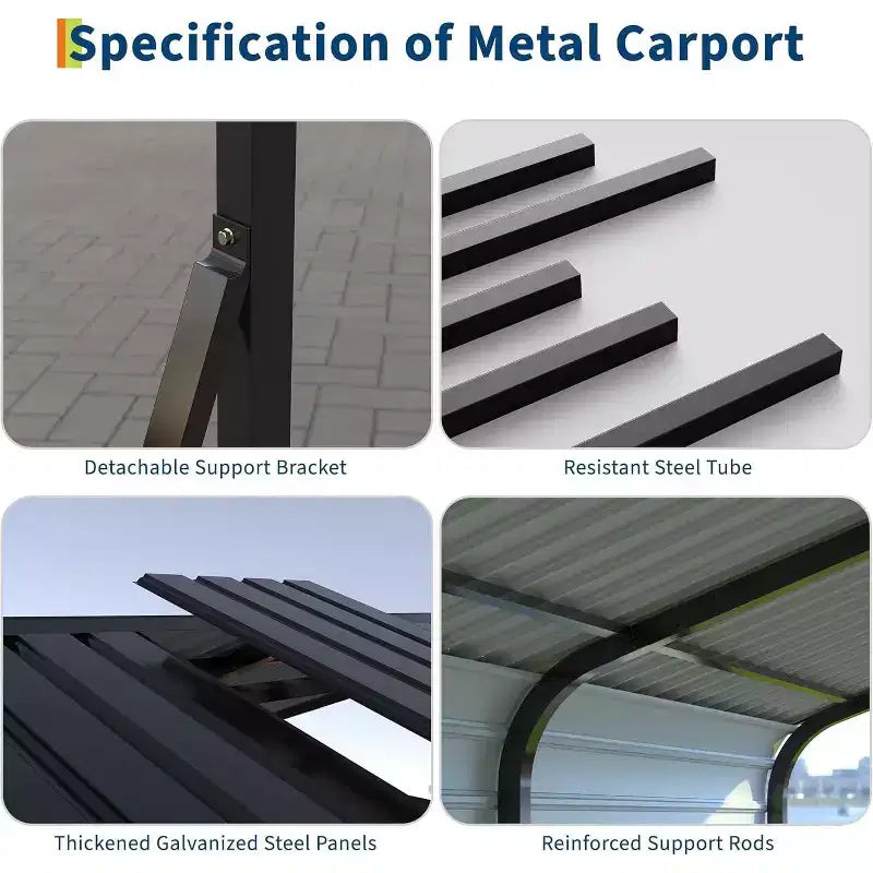 LinTimes 12 x 20 FT Heavy-Duty Steel Carport Shelter All-Weather Reinforced Wind Snow Resistant Vehicle Protection with Anchor Kit Easy Assembly