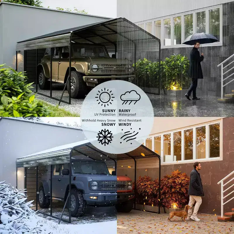 LinTimes 12 x 20 FT Heavy-Duty Steel Carport Shelter All-Weather Reinforced Wind Snow Resistant Vehicle Protection with Anchor Kit Easy Assembly