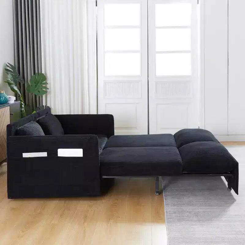 MAYEERTY 64.5 3-in-1 Convertible Corduroy Sleeper Sofa Bed with Pullout Bed