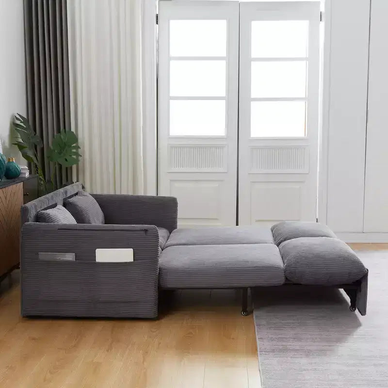 MAYEERTY 64.5 3-in-1 Convertible Corduroy Sleeper Sofa Bed with Pullout Bed