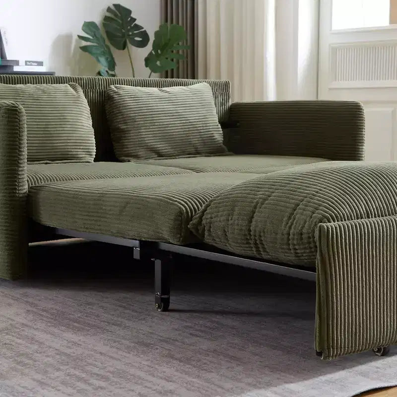MAYEERTY 64.5 3-in-1 Convertible Corduroy Sleeper Sofa Bed with Pullout Bed