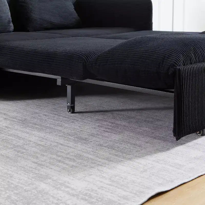 MAYEERTY 64.5 3-in-1 Convertible Corduroy Sleeper Sofa Bed with Pullout Bed