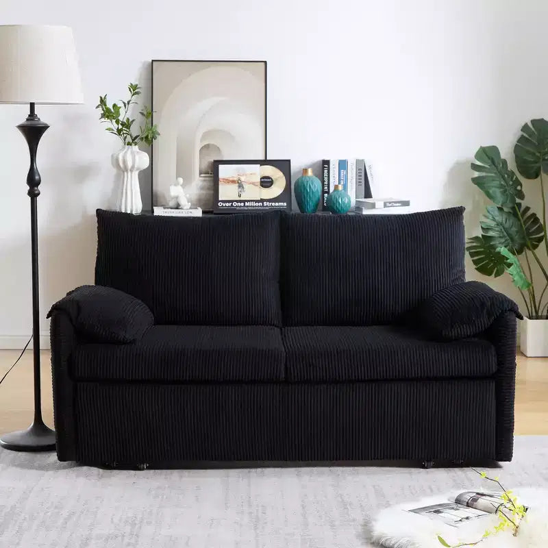 MAYEERTY 64.5 3-in-1 Convertible Corduroy Sleeper Sofa Bed with Pullout Bed
