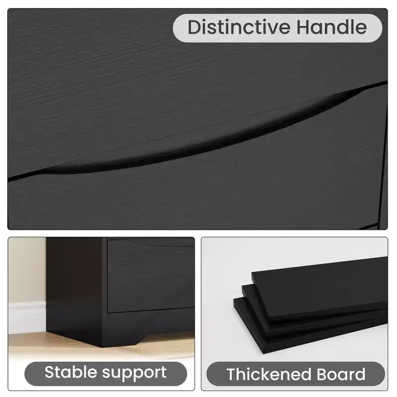 Wooden Dresser with 3 Drawers, Tall Modern Closet with Deep Storage, Large Chest of Drawers with Wide Top, Wood Closet Clothes Storage Organizer