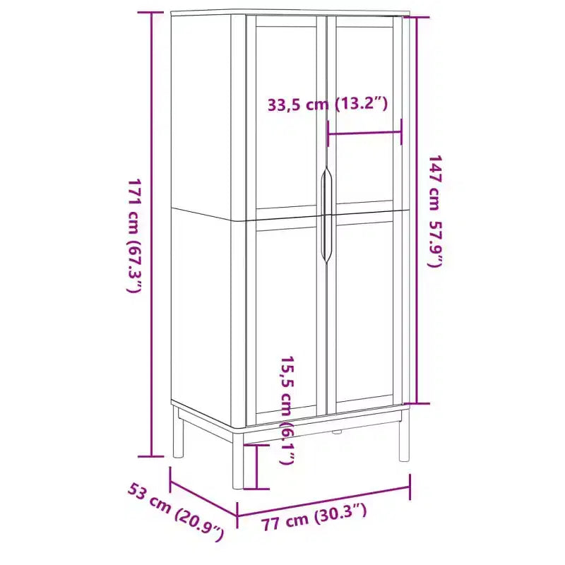 vidaXL Wardrobe Grey Solid pine wood 30.3 x 20.9 x 67.3 in Wardrobe
