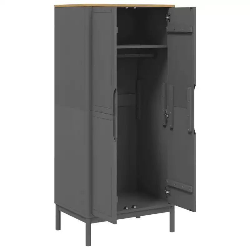vidaXL Wardrobe Grey Solid pine wood 30.3 x 20.9 x 67.3 in Wardrobe