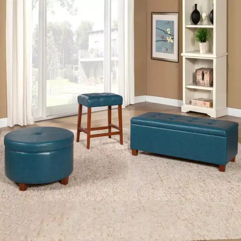 Large Round Storage Ottoman - HomePop