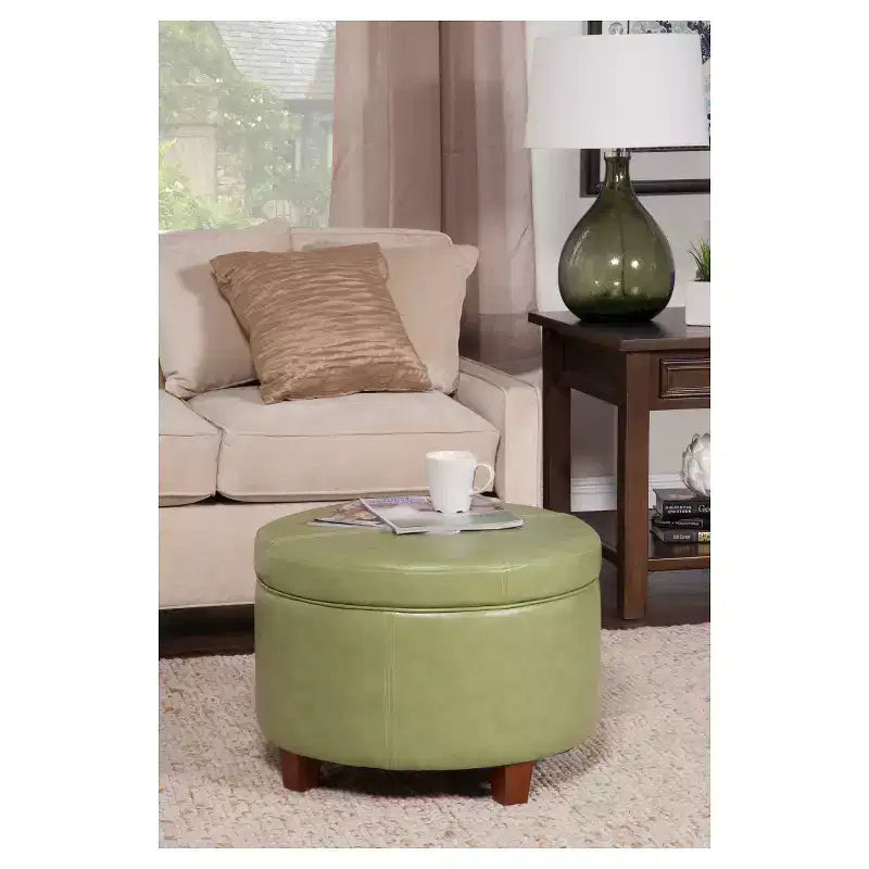 Large Round Storage Ottoman - HomePop