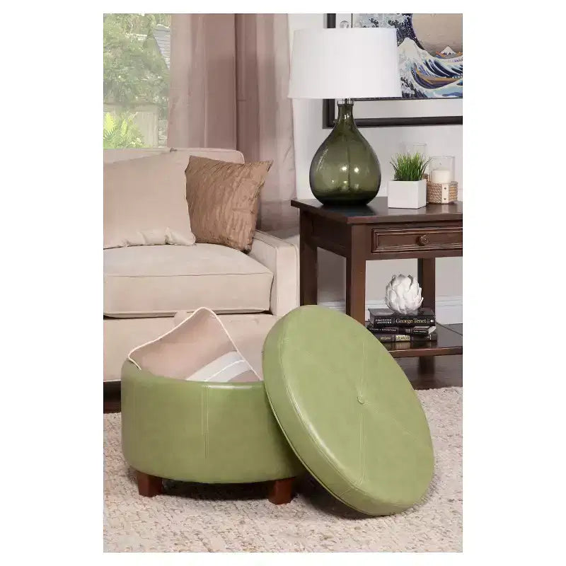 Large Round Storage Ottoman - HomePop