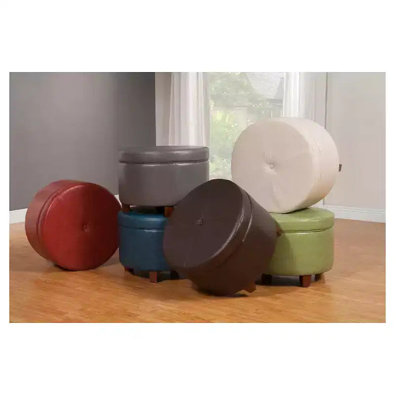 Large Round Storage Ottoman - HomePop