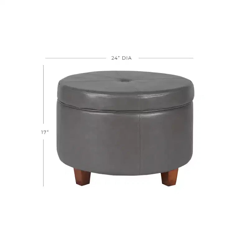 Large Round Storage Ottoman - HomePop