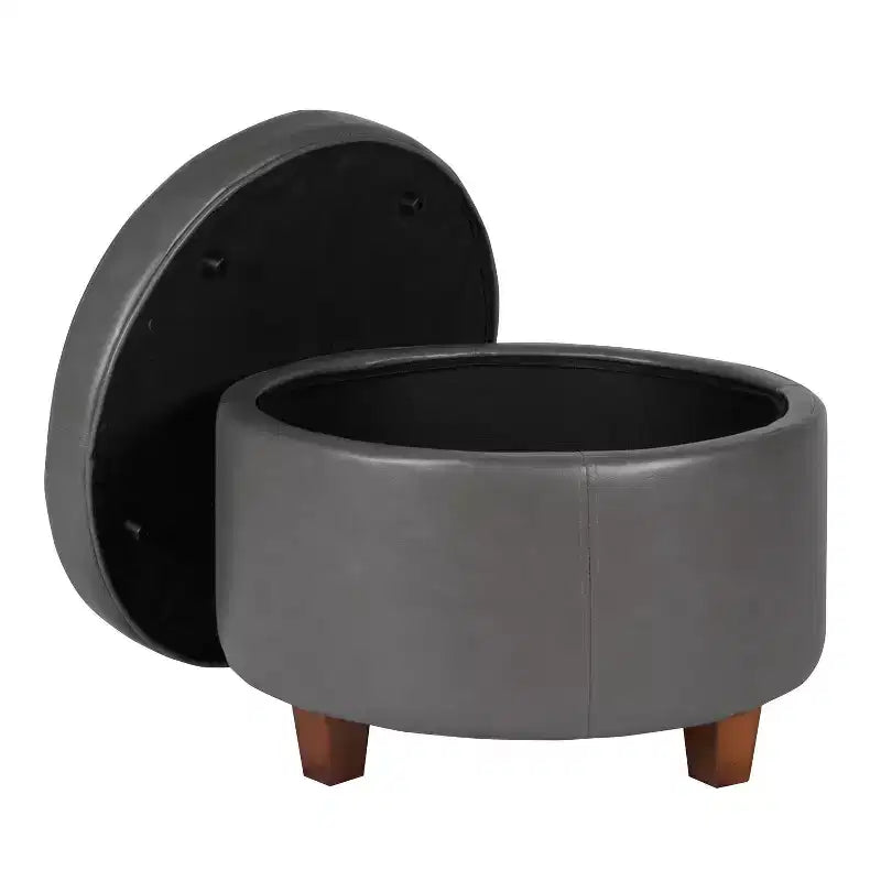 Large Round Storage Ottoman - HomePop