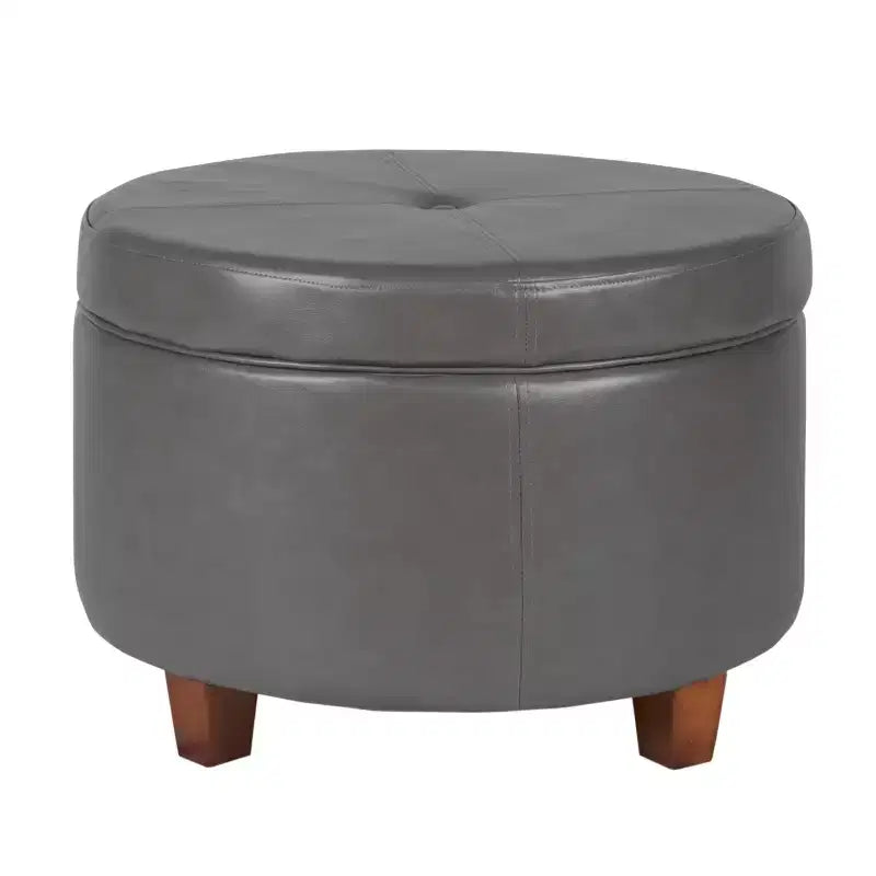 Large Round Storage Ottoman - HomePop
