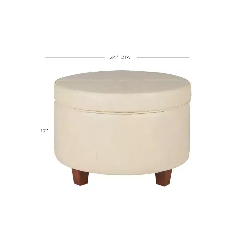 Large Round Storage Ottoman - HomePop