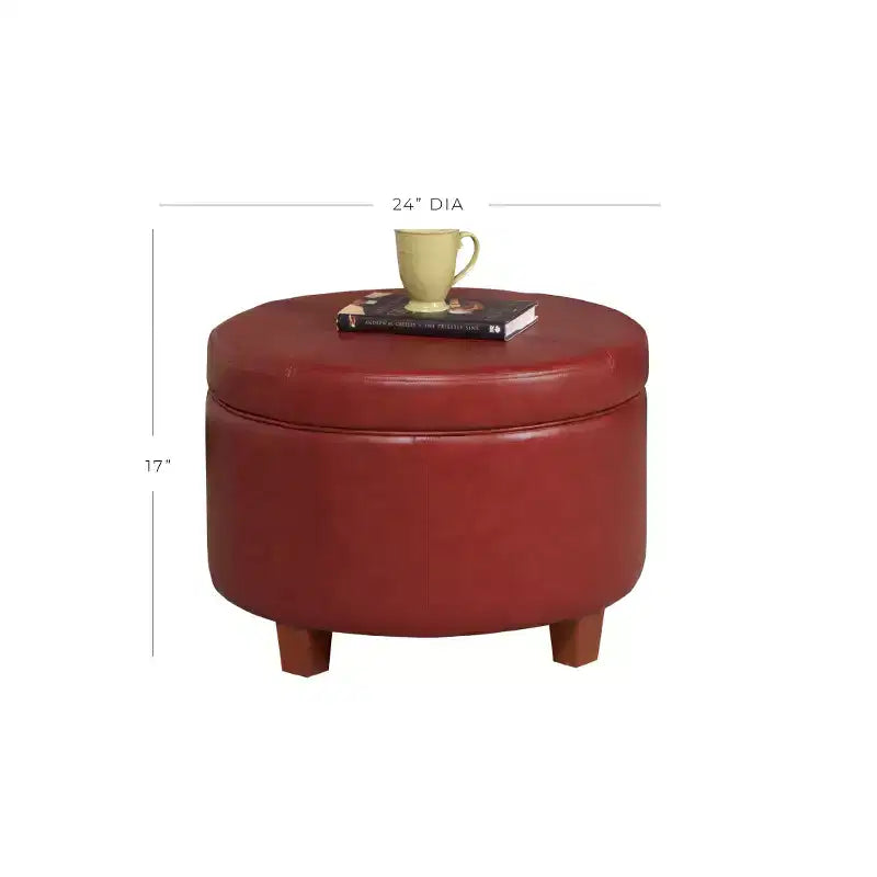 Large Round Storage Ottoman - HomePop