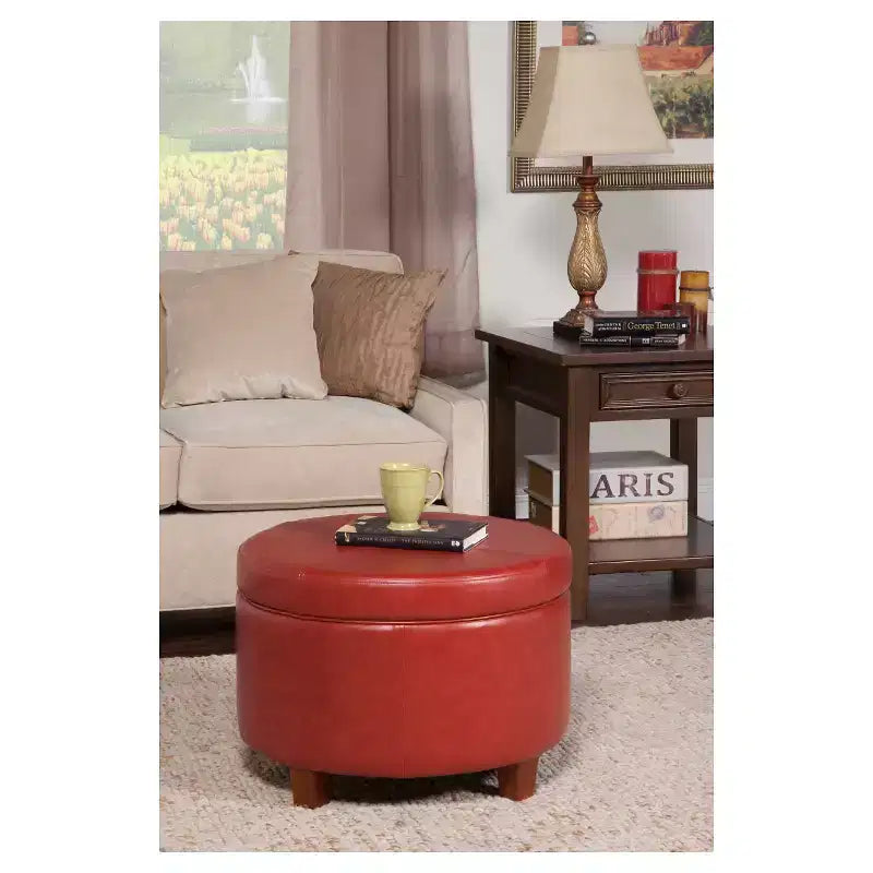Large Round Storage Ottoman - HomePop