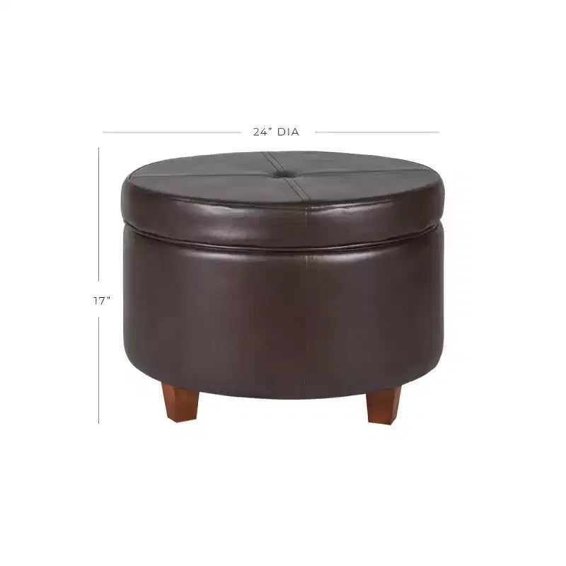 Large Round Storage Ottoman - HomePop